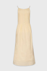 Yellow Pintuck Cotton Maxi Jumper