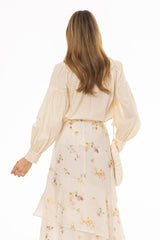 Yellow Pintuck Ruffle Blouse