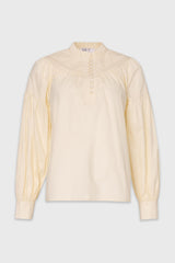 Yellow Pintuck Ruffle Blouse