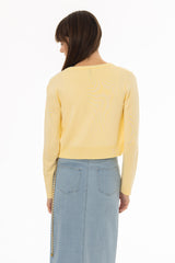 Yellow Round Neck Knit Cardigan