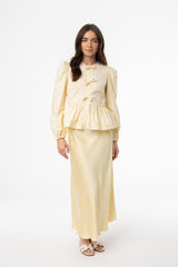 Yellow A-Line Satin Effect Maxi Skirt