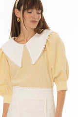 Yellow Striped Seersucker Blouse