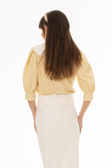 Yellow Striped Seersucker Blouse