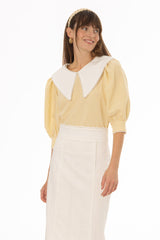 Yellow Striped Seersucker Blouse