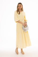 Yellow Striped Tiered Maxi Dress