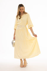 Yellow Striped Tiered Maxi Dress
