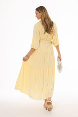 Yellow Striped Tiered Maxi Dress