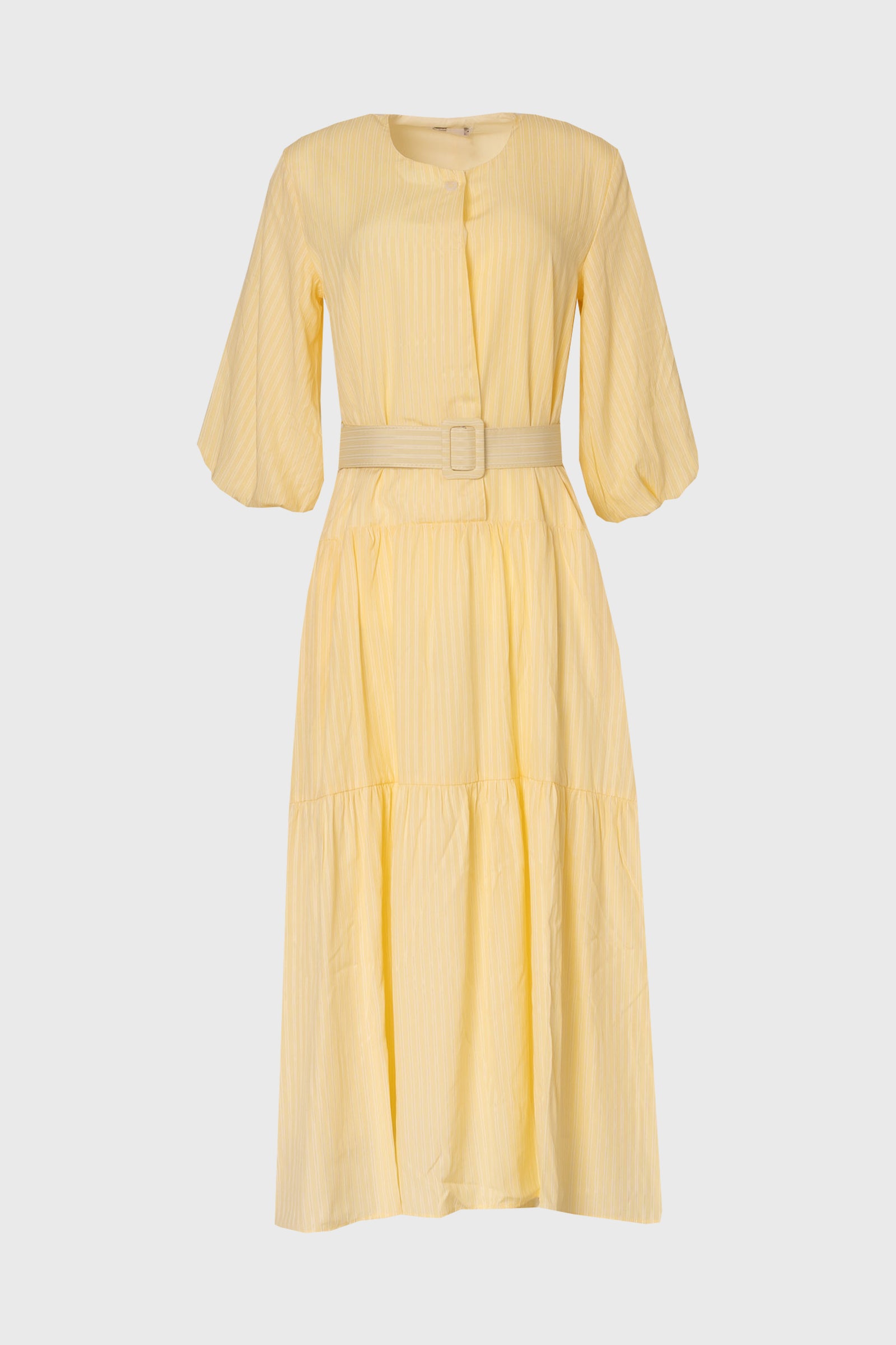 Yellow Striped Tiered Maxi Dress – BLANK