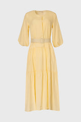 Yellow Striped Tiered Maxi Dress