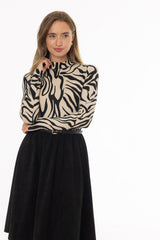 Zebra Printed Mock Neck Top