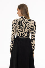 Zebra Printed Mock Neck Top