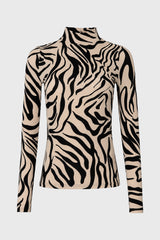 Zebra Printed Mock Neck Top