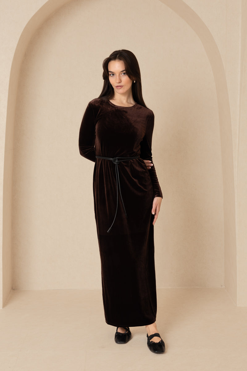 Brown Velour Basic Maxi