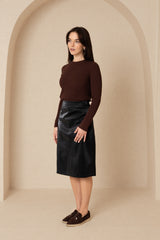 Black Snake Skin Leather Skirt