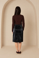 Black Snake Skin Leather Skirt