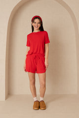 Red Short Sleeve Top and Shorts