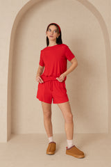 Red Short Sleeve Top and Shorts