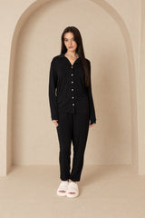 Black Long Sleeve Pajama Top and Jogger Pants