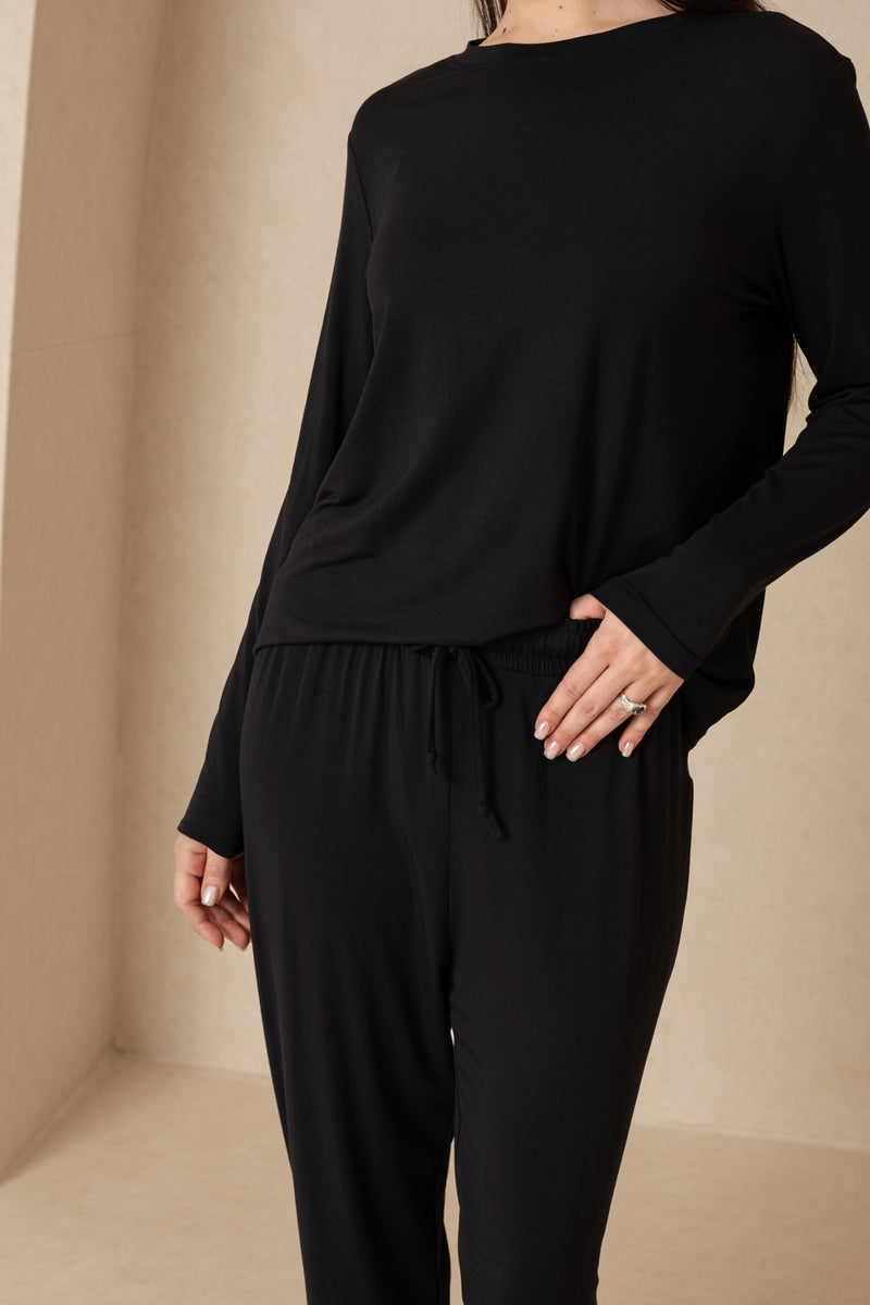 Black Long Sleeve Shirt and Jogger Pants