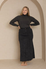 Black Panel Denim Skirt