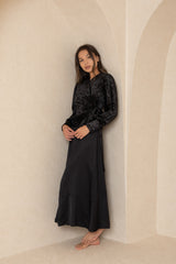 Black Velour Wrap Top