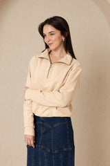 Tan Half Zip Sweatshirt