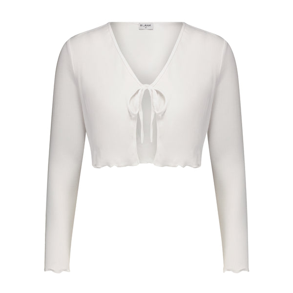 White Tie Cropped Cardi