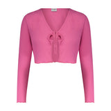 Hot Pink  Tie Cropped Cardi