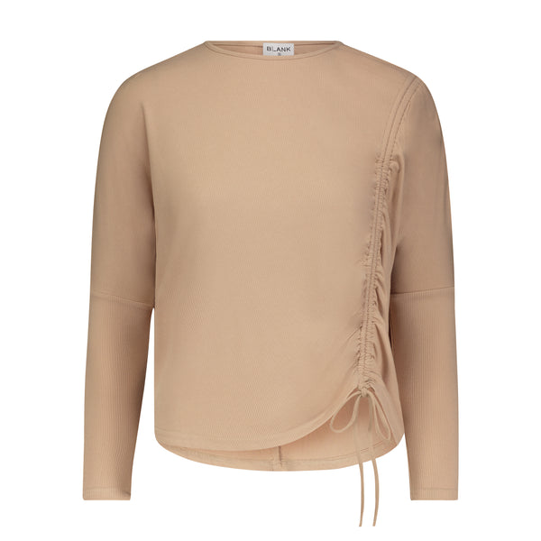Neutral Dolman Ruched Top