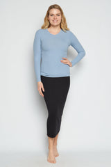 Blue Ribbed V-Neck Tee