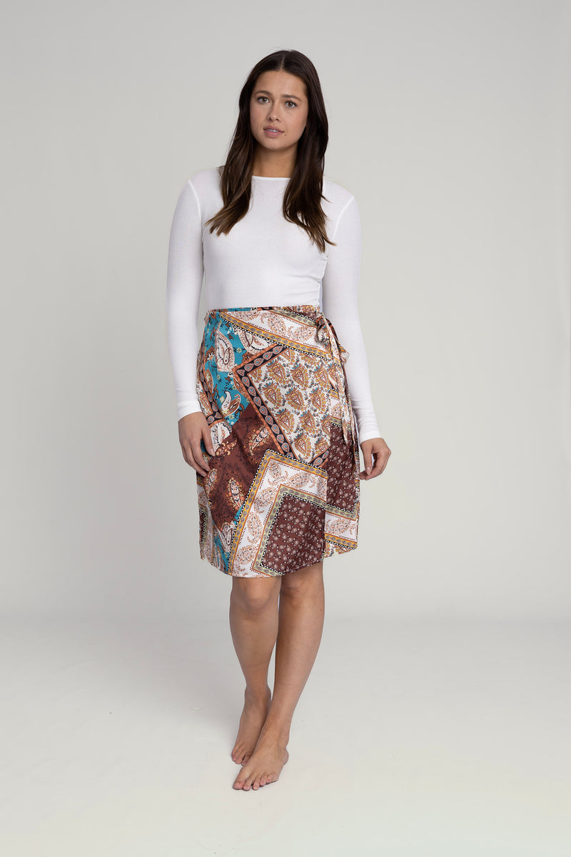 Multi Mauve Printed Wrap Skirt