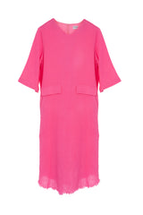 Hot Pink Gauze Pocket Dress