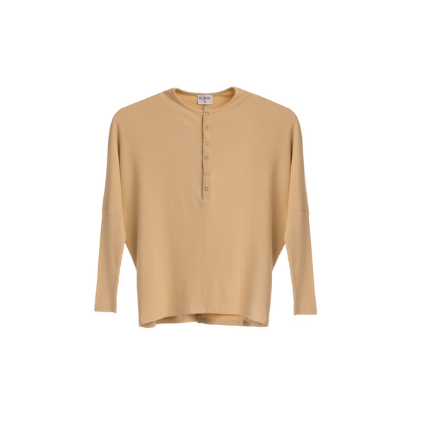 Neutral Henley Dolman Tee