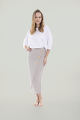 Light Blue Checkered Faux Wrap Skirt